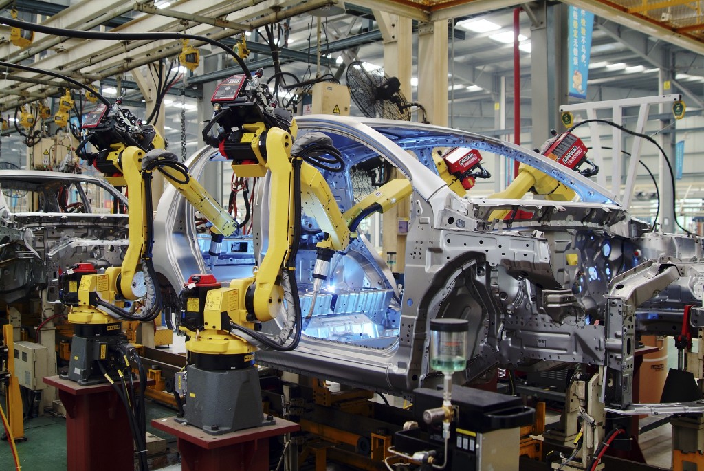 Automotive welding robots in Chinese car factory